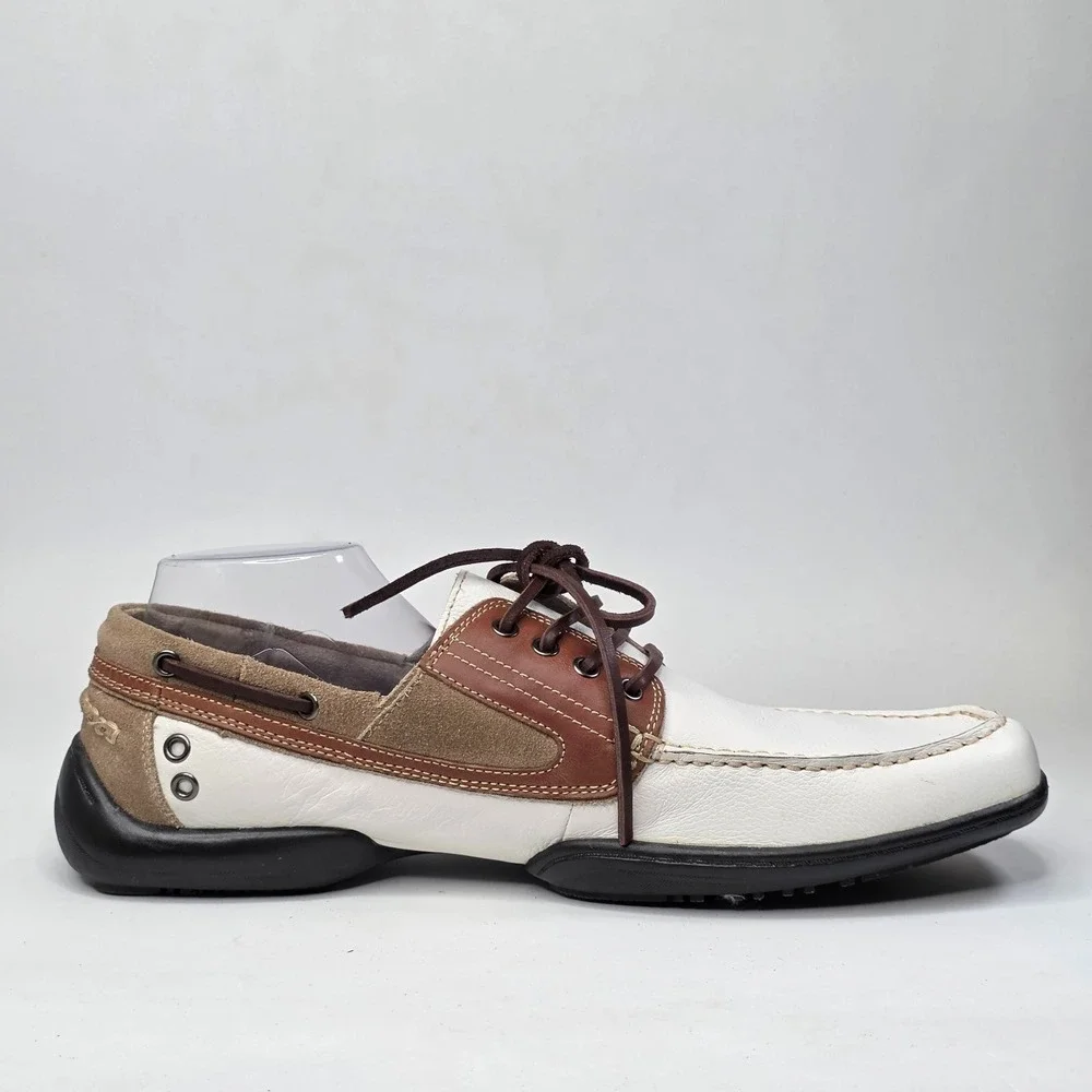 Kenneth Cole Unlisted Duck Quick Shoes Men's Size 15 White Brown Leather Casual